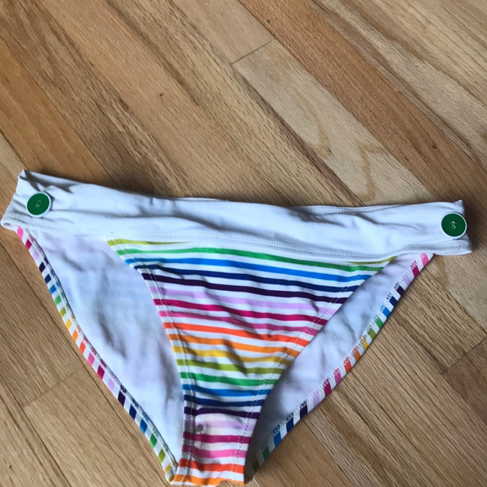 White with multicolored stripes bikini bottom